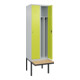 C+P Spind Classic PLUS, Bank, 2 Abteile, 2120x600x815mm, 7035/0024 Verschluss Zylinderschloss 4 Garderobenhaken Trennwand mittig  Sitzbanktyp auskragend-2