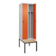 C+P Spind Classic PLUS, Bank, 2 Abteile, 2120x600x815mm, 7035/2004 Verschluss Sicherheits-Drehriegel 4 Garderobenhaken Trennwand mittig  Sitzbanktyp untergebaut-2