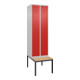 C+P Spind Classic PLUS, Bank, 2 Abteile, 2120x600x815mm, 7035/3020 Verschluss Zylinderschloss 3 Garderobenhaken   Sitzbanktyp untergebaut-1