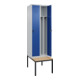 C+P Spind Classic PLUS, Bank, 2 Abteile, 2120x600x815mm, 7035/5010 Verschluss Sicherheits-Drehriegel 4 Garderobenhaken Trennwand mittig  Sitzbanktyp untergebaut-2