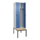C+P Spind Classic PLUS, Bank, 2 Abteile, 2120x600x815mm, 7035/5023 Verschluss Sicherheits-Drehriegel 4 Garderobenhaken Trennwand mittig  Sitzbanktyp untergebaut-2
