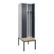 C+P Spind Classic PLUS, Bank, 2 Abteile, 2120x600x815mm, 7035/7016 Verschluss Sicherheits-Drehriegel 4 Garderobenhaken Trennwand mittig  Sitzbanktyp untergebaut-2
