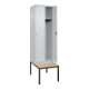 C+P Spind Classic PLUS, Bank, 2 Abteile, 2120x600x815mm, 7035/7035 Verschluss Zylinderschloss 3 Garderobenhaken   Sitzbanktyp untergebaut-2