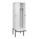 C+P Spind Classic PLUS, Bank, 2 Abteile, 2120x600x815mm, 9016/9016 Verschluss Sicherheits-Drehriegel 4 Garderobenhaken Trennwand mittig Dekor Banklatten RAL 9010 Reinweiß Sitzbanktyp auskragend-2