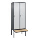 C+P Spind Classic PLUS, Bank, 2 Abteile, 2120x800x815mm, 7016/7035 Verschluss Sicherheits-Drehriegel 4 Garderobenhaken Trennwand mittig  Sitzbanktyp auskragend-1