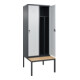 C+P Spind Classic PLUS, Bank, 2 Abteile, 2120x800x815mm, 7016/7035 Verschluss Sicherheits-Drehriegel 4 Garderobenhaken Trennwand mittig  Sitzbanktyp untergebaut-2