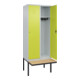 C+P Spind Classic PLUS, Bank, 2 Abteile, 2120x800x815mm, 7035/0024 Verschluss Zylinderschloss 4 Garderobenhaken   Sitzbanktyp auskragend-2