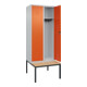 C+P Spind Classic PLUS, Bank, 2 Abteile, 2120x800x815mm, 7035/2004 Verschluss Zylinderschloss 4 Garderobenhaken   Sitzbanktyp untergebaut-2