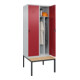 C+P Spind Classic PLUS, Bank, 2 Abteile, 2120x800x815mm, 7035/3003 Verschluss Sicherheits-Drehriegel 4 Garderobenhaken Trennwand mittig  Sitzbanktyp untergebaut-4