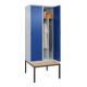 C+P Spind Classic PLUS, Bank, 2 Abteile, 2120x800x815mm, 7035/5010 Verschluss Sicherheits-Drehriegel 4 Garderobenhaken Trennwand mittig  Sitzbanktyp untergebaut-2
