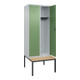 C+P Spind Classic PLUS, Bank, 2 Abteile, 2120x800x815mm, 7035/6011 Verschluss Zylinderschloss 4 Garderobenhaken   Sitzbanktyp untergebaut-2