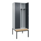 C+P Spind Classic PLUS, Bank, 2 Abteile, 2120x800x815mm, 7035/7016 Verschluss Zylinderschloss 4 Garderobenhaken Trennwand mittig  Sitzbanktyp untergebaut-2