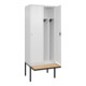 C+P Spind Classic PLUS, Bank, 2 Abteile, 2120x800x815mm, 9016/9016 Verschluss Zylinderschloss 4 Garderobenhaken Trennwand mittig  Sitzbanktyp auskragend-2