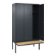 C+P Spind Classic PLUS, Bank, 3 Abteile, 2120x1200x815mm, 7016/7016 Verschluss Zylinderschloss 4 Garderobenhaken   Sitzbanktyp auskragend-2