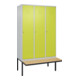 C+P Spind Classic PLUS, Bank, 3 Abteile, 2120x1200x815mm, 7035/0024 Verschluss Zylinderschloss 4 Garderobenhaken   Sitzbanktyp auskragend-1