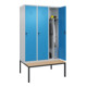 C+P Spind Classic PLUS, Bank, 3 Abteile, 2120x1200x815mm, 7035/5012 Verschluss Sicherheits-Drehriegel 4 Garderobenhaken Trennwand mittig  Sitzbanktyp untergebaut-5