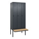 C+P Spind Classic PLUS, Bank, 3 Abteile, 2120x900x815mm, 7016/7016 Verschluss Sicherheits-Drehriegel 4 Garderobenhaken Trennwand mittig  Sitzbanktyp auskragend-1