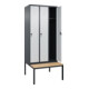 C+P Spind Classic PLUS, Bank, 3 Abteile, 2120x900x815mm, 7016/7035 Verschluss Sicherheits-Drehriegel 3 Garderobenhaken   Sitzbanktyp untergebaut-5