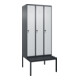 C+P Spind Classic PLUS, Bank, 3 Abteile, 2120x900x815mm, 7016/7035 Verschluss Sicherheits-Drehriegel 4 Garderobenhaken Trennwand mittig Dekor Banklatten RAL 7021 Schwarzgrau Sitzbanktyp untergebaut-1