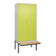 C+P Spind Classic PLUS, Bank, 3 Abteile, 2120x900x815mm, 7035/0024 Verschluss Zylinderschloss 3 Garderobenhaken   Sitzbanktyp auskragend-1