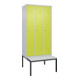 C+P Spind Classic PLUS, Bank, 3 Abteile, 2120x900x815mm, 7035/0024 Verschluss Zylinderschloss 4 Garderobenhaken Trennwand mittig Dekor Banklatten RAL 7035 Lichtgrau Sitzbanktyp untergebaut-1