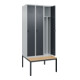 C+P Spind Classic PLUS, Bank, 3 Abteile, 2120x900x815mm, 7035/7016 Verschluss Sicherheits-Drehriegel 4 Garderobenhaken Trennwand mittig  Sitzbanktyp untergebaut-2