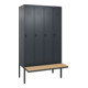 C+P Spind Classic PLUS, Bank, 4 Abteile, 2120x1200x815mm, 7016/7016 Verschluss Sicherheits-Drehriegel 4 Garderobenhaken Trennwand mittig  Sitzbanktyp auskragend-1