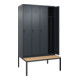 C+P Spind Classic PLUS, Bank, 4 Abteile, 2120x1200x815mm, 7016/7016 Verschluss Sicherheits-Drehriegel 4 Garderobenhaken Trennwand mittig  Sitzbanktyp untergebaut-2