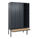 C+P Spind Classic PLUS, Bank, 4 Abteile, 2120x1200x815mm, 7016/7016 Verschluss Zylinderschloss 3 Garderobenhaken   Sitzbanktyp auskragend-2