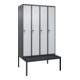 C+P Spind Classic PLUS, Bank, 4 Abteile, 2120x1200x815mm, 7016/7035 Verschluss Sicherheits-Drehriegel 4 Garderobenhaken Trennwand mittig Dekor Banklatten RAL 7021 Schwarzgrau Sitzbanktyp untergebaut-1