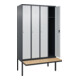 C+P Spind Classic PLUS, Bank, 4 Abteile, 2120x1200x815mm, 7016/7035 Verschluss Zylinderschloss 3 Garderobenhaken   Sitzbanktyp auskragend-2