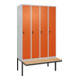 C+P Spind Classic PLUS, Bank, 4 Abteile, 2120x1200x815mm, 7035/2004 Verschluss Sicherheits-Drehriegel 4 Garderobenhaken Trennwand mittig  Sitzbanktyp auskragend-1