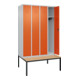 C+P Spind Classic PLUS, Bank, 4 Abteile, 2120x1200x815mm, 7035/2004 Verschluss Zylinderschloss 3 Garderobenhaken   Sitzbanktyp untergebaut-2