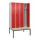 C+P Spind Classic PLUS, Bank, 4 Abteile, 2120x1200x815mm, 7035/3020 Verschluss Sicherheits-Drehriegel 4 Garderobenhaken Trennwand mittig  Sitzbanktyp untergebaut-2