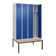 C+P Spind Classic PLUS, Bank, 4 Abteile, 2120x1200x815mm, 7035/5010 Verschluss Sicherheits-Drehriegel 4 Garderobenhaken Trennwand mittig  Sitzbanktyp untergebaut-2
