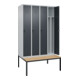 C+P Spind Classic PLUS, Bank, 4 Abteile, 2120x1200x815mm, 7035/7016 Verschluss Sicherheits-Drehriegel 4 Garderobenhaken Trennwand mittig  Sitzbanktyp untergebaut-2