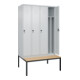 C+P Spind Classic PLUS, Bank, 4 Abteile, 2120x1200x815mm, 7035/7035 Verschluss Sicherheits-Drehriegel 4 Garderobenhaken Trennwand mittig  Sitzbanktyp untergebaut-2