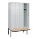 C+P Spind Classic PLUS, Bank, 4 Abteile, 2120x1200x815mm, 7035/7035 Verschluss Zylinderschloss 3 Garderobenhaken   Sitzbanktyp auskragend-2
