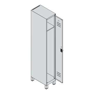 C+P Spind Classic PLUS, Füße, Sicherheits-Drehriegel, 3 Garderobenhaken