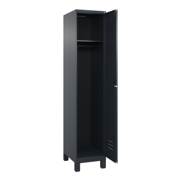 C+P Spind Classic PLUS, Füße, 1 Abteil, 1950x400x500mm, 7016/7016 Verschluss Zylinderschloss 4 Garderobenhaken