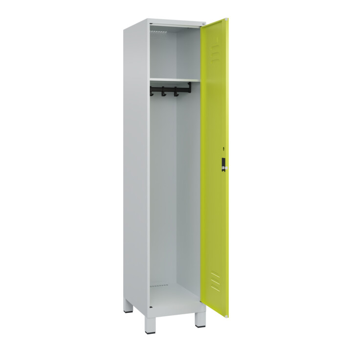 C+P Spind Classic PLUS, Füße, 1 Abteil, 1950x400x500mm, 7035/0024 Verschluss Zylinderschloss 4 Garderobenhaken