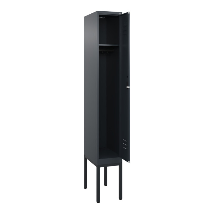 C+P Spind Classic PLUS, Gestell, 1 Abteil, 2120x300x500mm, 7016/7016 Verschluss Zylinderschloss 3 Garderobenhaken