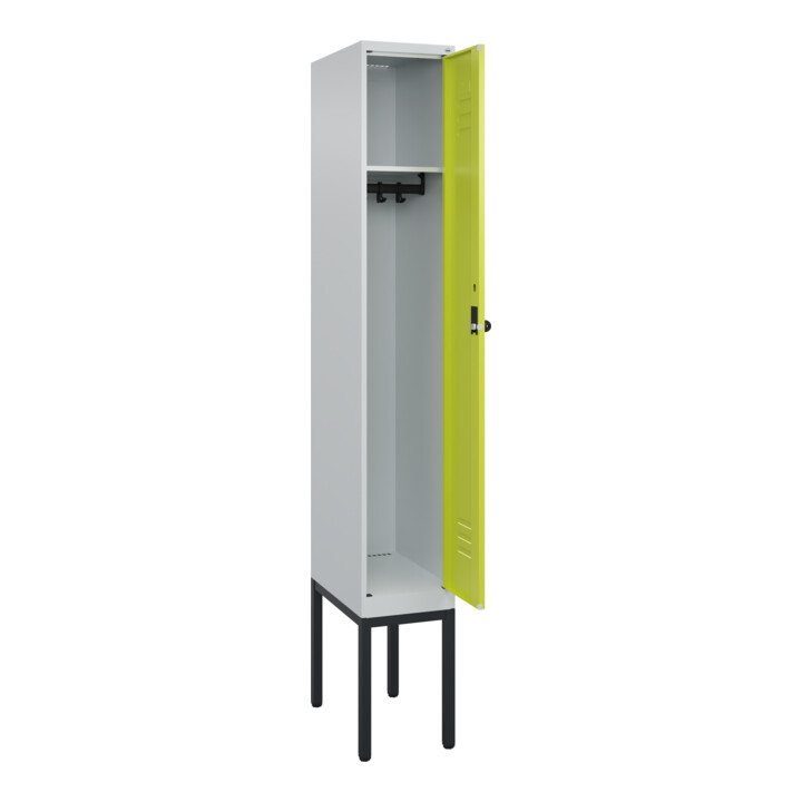 C+P Spind Classic PLUS, Gestell, 1 Abteil, 2120x300x500mm, 7035/0024 Verschluss Sicherheits-Drehriegel 3 Garderobenhaken