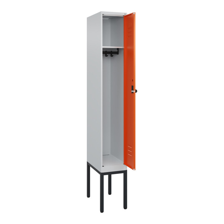 C+P Spind Classic PLUS, Gestell, 1 Abteil, 2120x300x500mm, 7035/2004 Verschluss Sicherheits-Drehriegel 3 Garderobenhaken