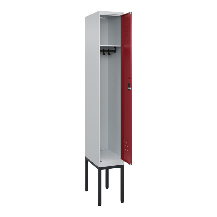 C+P Spind Classic PLUS, Gestell, 1 Abteil, 2120x300x500mm, 7035/3003 Verschluss Zylinderschloss 3 Garderobenhaken
