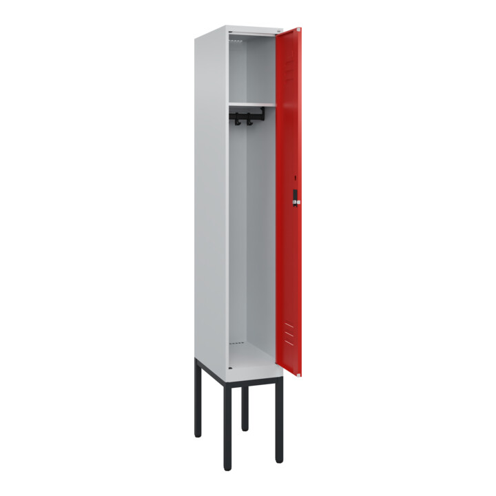 C+P Spind Classic PLUS, Gestell, 1 Abteil, 2120x300x500mm, 7035/3020 Verschluss Zylinderschloss 3 Garderobenhaken