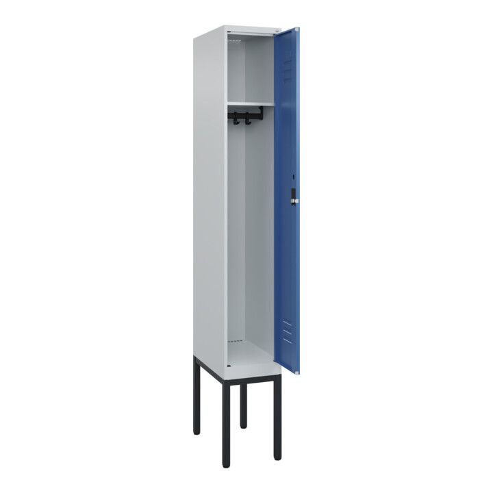C+P Spind Classic PLUS, Gestell, 1 Abteil, 2120x300x500mm, 7035/5023 Verschluss Zylinderschloss 3 Garderobenhaken