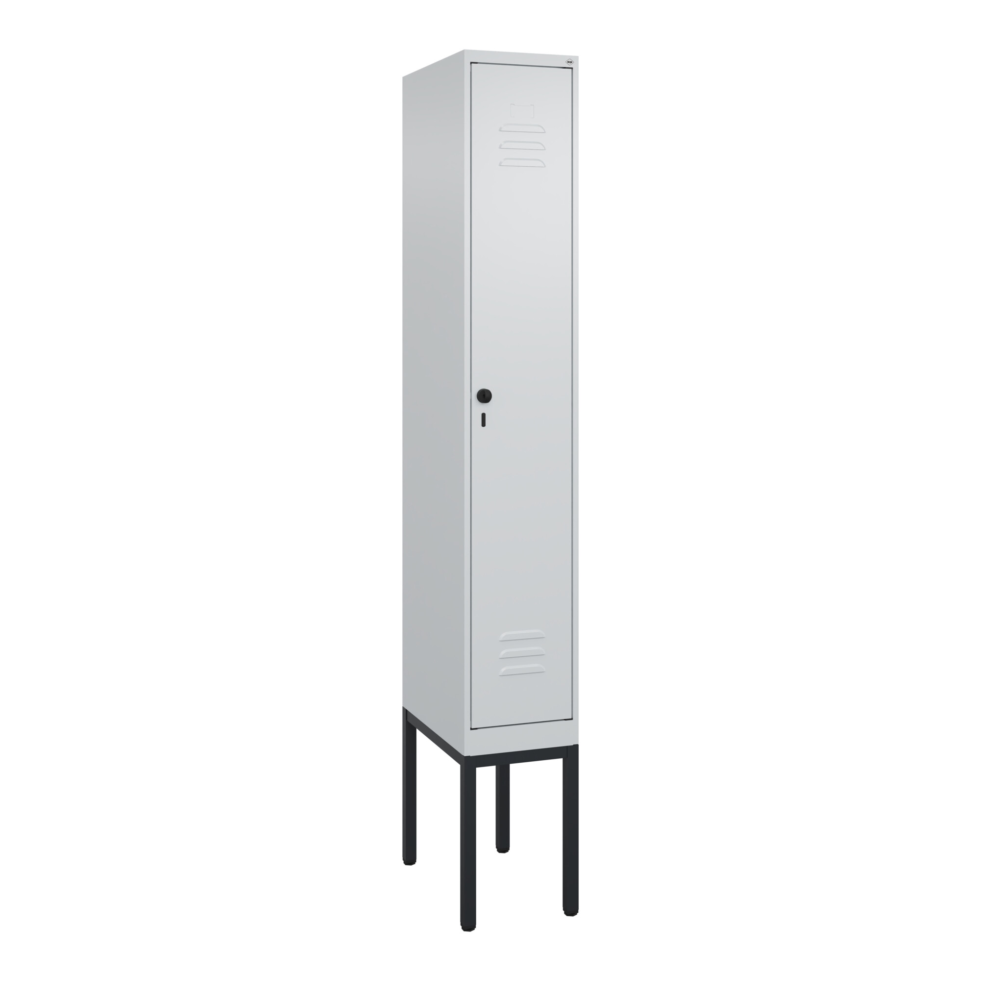 C+P Spind Classic PLUS, Gestell, 1 Abteil, 2120x300x500mm, 7035/7035 Verschluss Sicherheits-Drehriegel 3 Garderobenhaken ; C + P Möbelsysteme