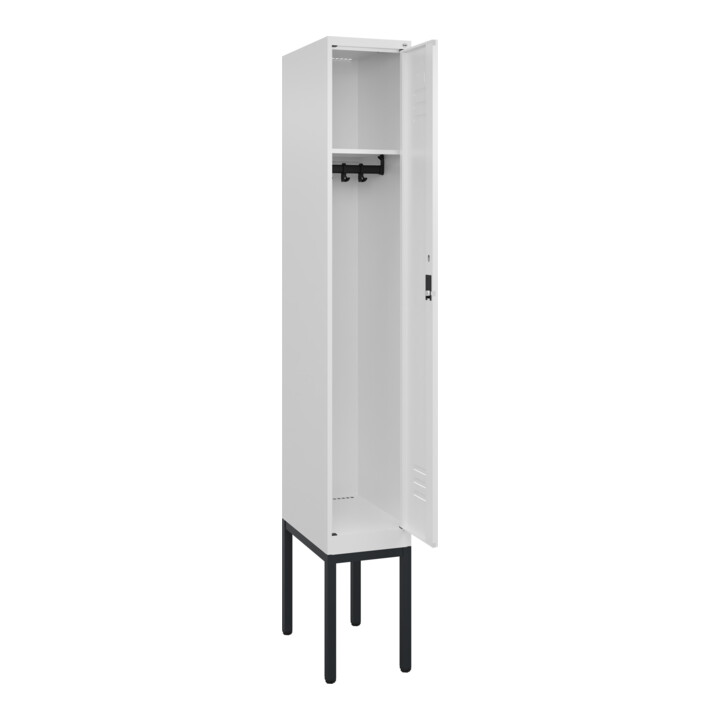 C+P Spind Classic PLUS, Gestell, 1 Abteil, 2120x300x500mm, 9016/9016 Verschluss Zylinderschloss 3 Garderobenhaken