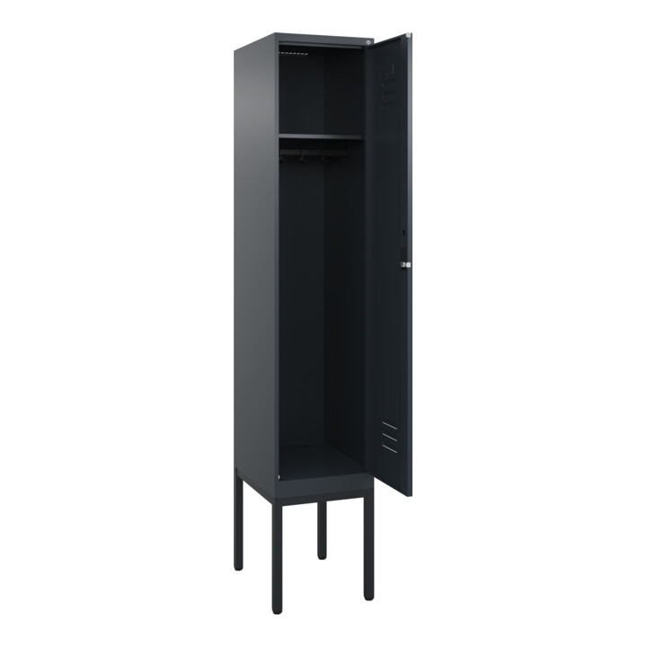 C+P Spind Classic PLUS, Gestell, 1 Abteil, 2120x400x500mm, 7016/7016 Verschluss Zylinderschloss 4 Garderobenhaken